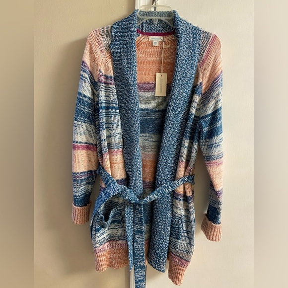 Sundance Hayden sweater cardigan silk blend belted open front XL‎ Petite NWT - Picture 1 of 9